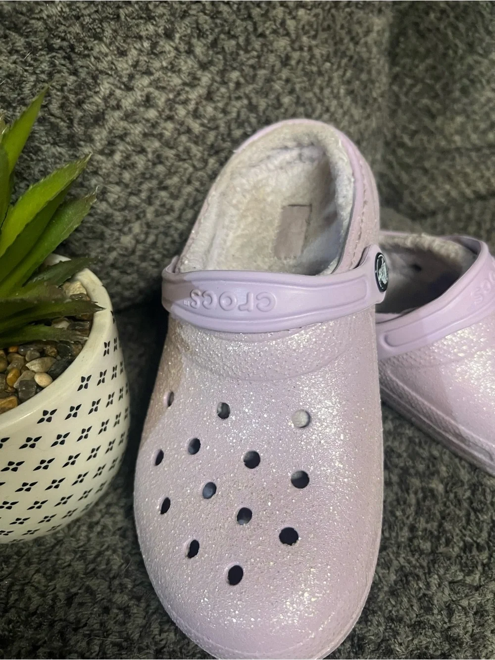 Kids Light Pink Glitter Clog Shoes with Soft Lining